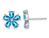Blue Topaz Flower Earrings in Sterling Silver
